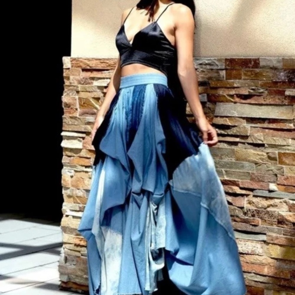 TOV Holy Blue Asymmetrical Maxi Skirt
